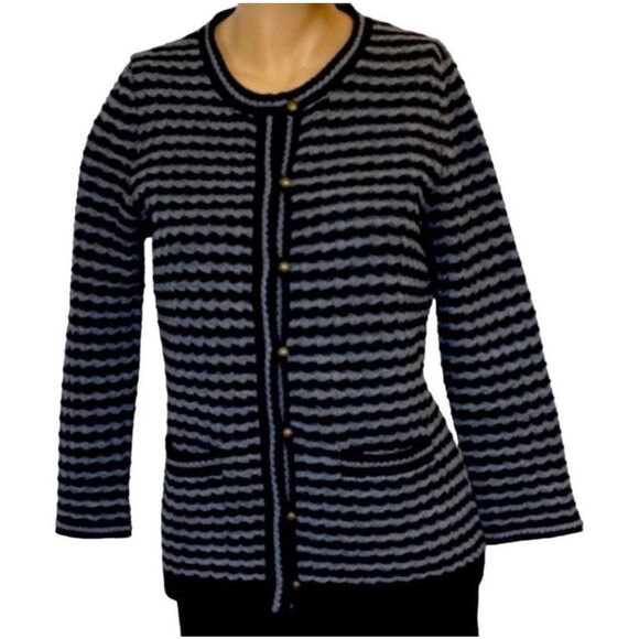 Tinley Road Sweaters - Tinley Road Cardigan Sweater Gold Buttons Retro Jacket Style Size Medium